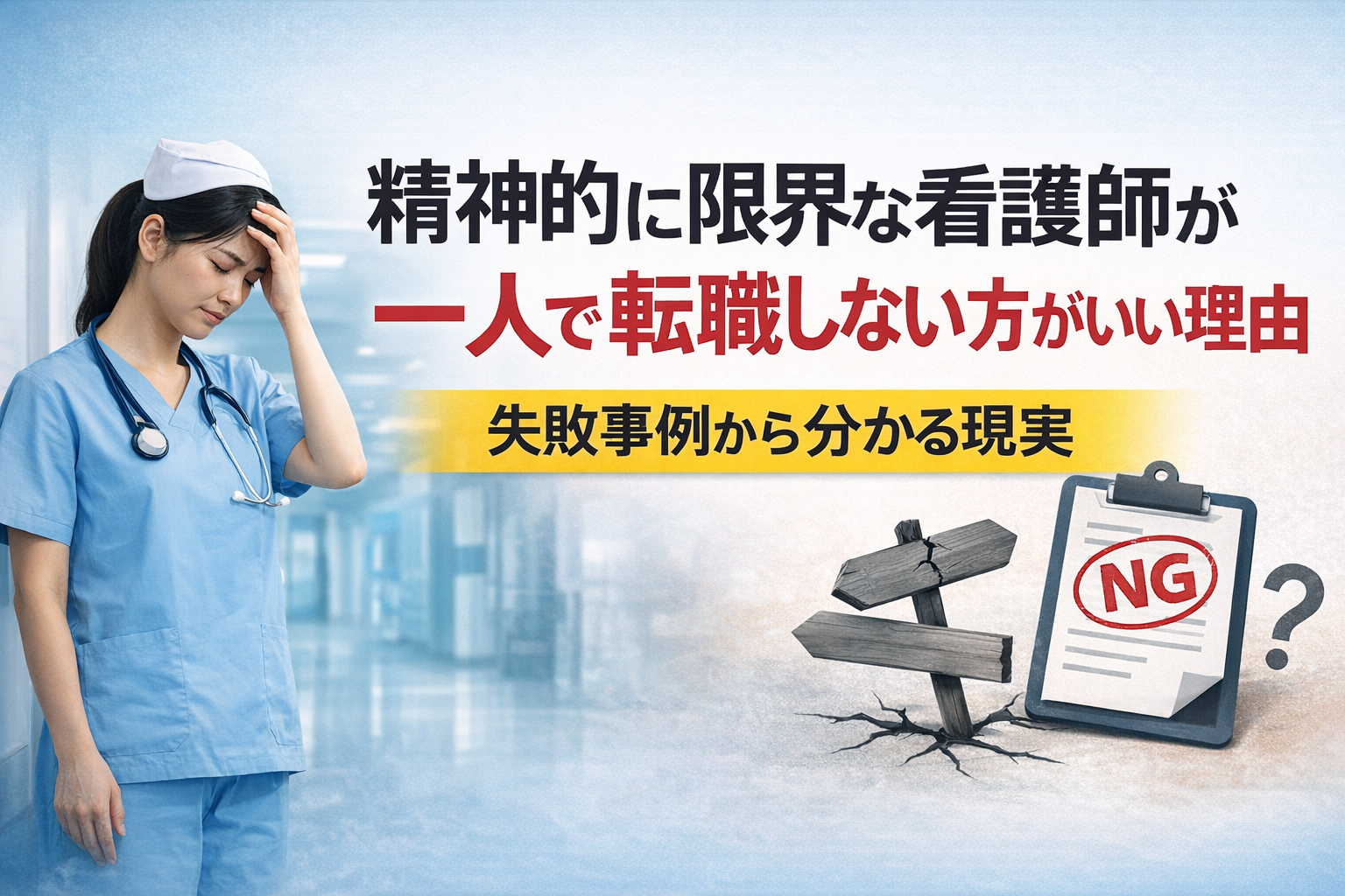 精神的に限界な看護師が一人で転職しない方がいい理由|失敗事例から分かる現実
