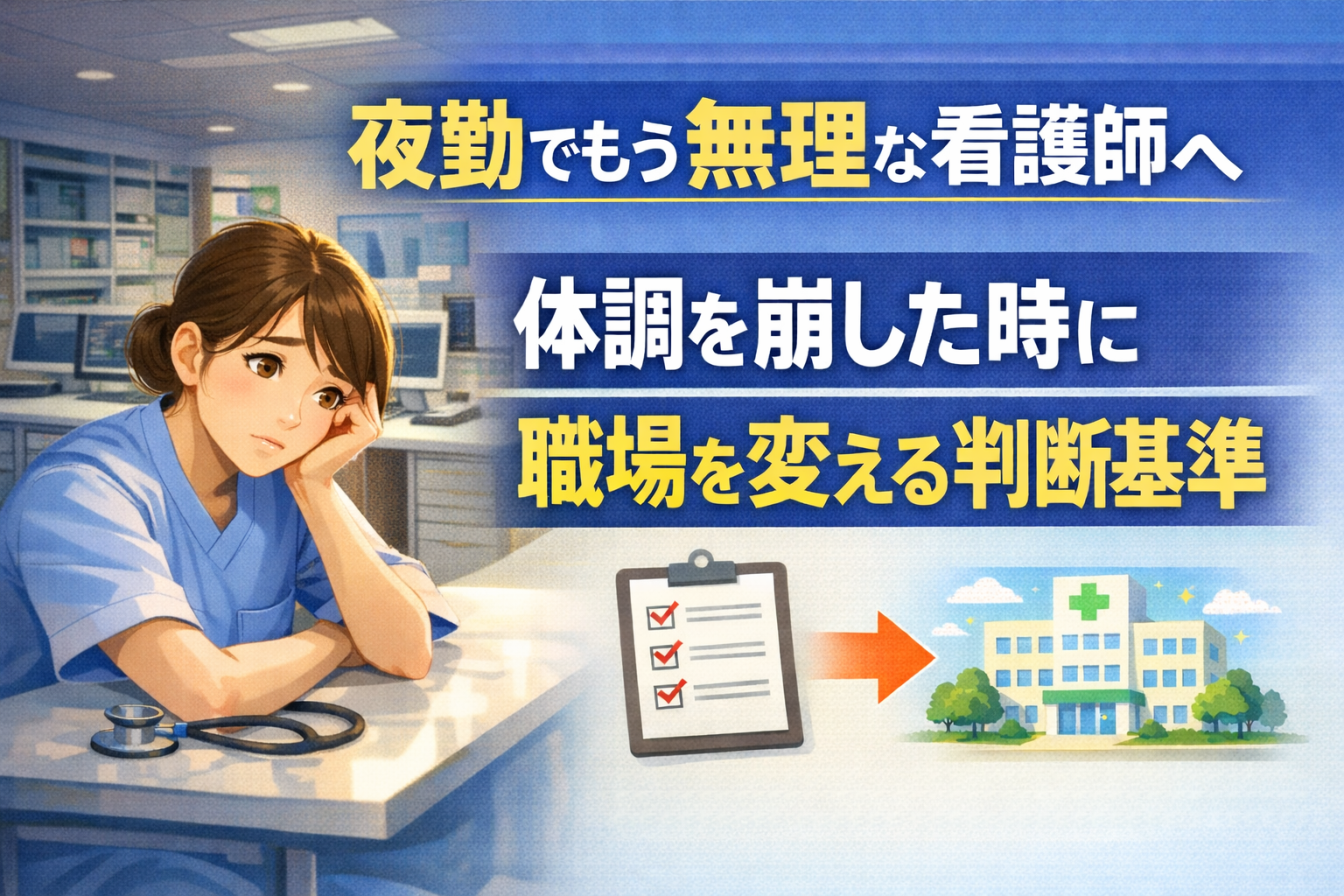 夜勤でもう無理な看護師へ｜体調を崩した時に職場を変える判断基準