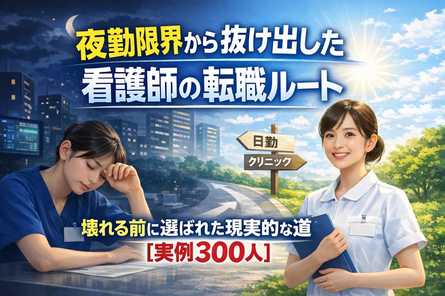 夜勤限界から抜け出した看護師の転職ルート｜壊れる前に選ばれた現実的な道【実例300人】