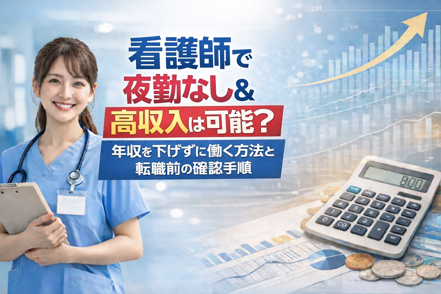 看護師で夜勤なし＆高収入は可能？年収を下げずに働く方法と転職前の確認手順