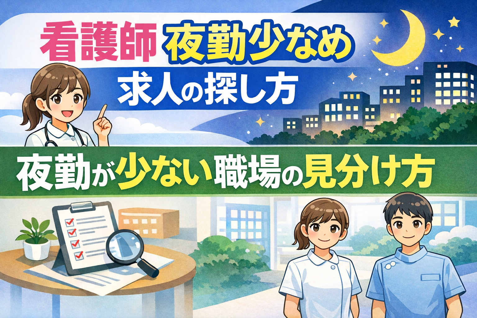 看護師 夜勤少なめ求人の探し方｜夜勤が少ない職場の見分け方